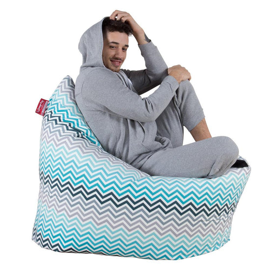 LOUNGE PUG - Puff Gigante Cama XL - Estampado Geométrico  Chevron Turque