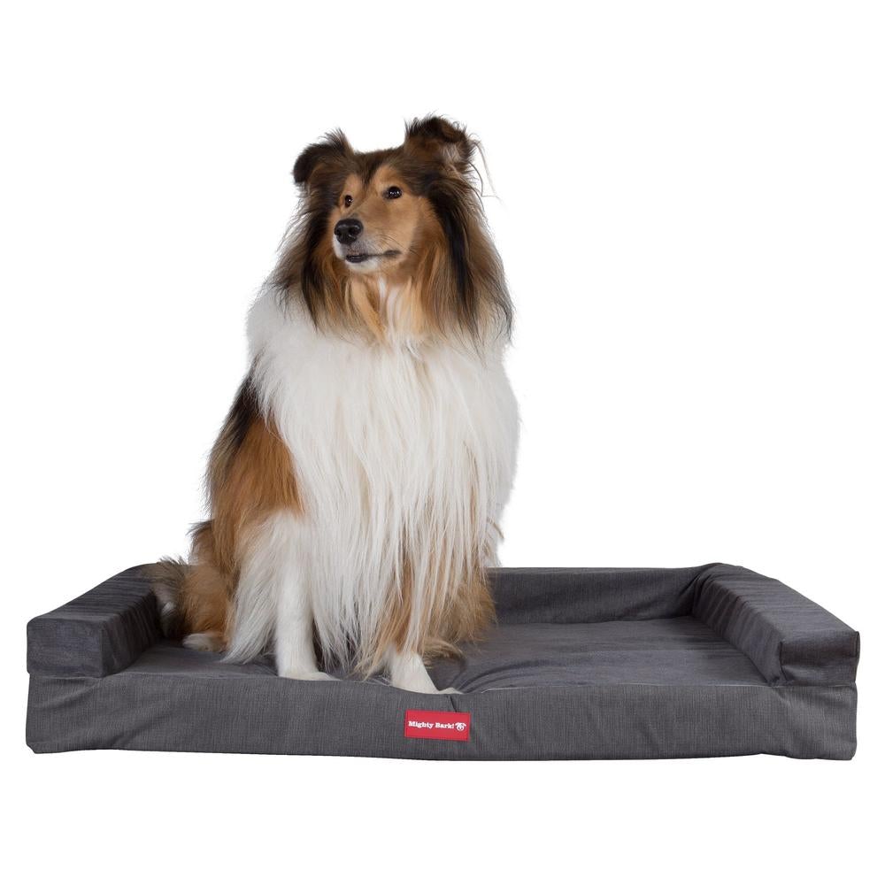 "El Escaño Por Mighty-Bark" - Sofá Para Perros, Cama Pero, Pequeña, Medio, Grande - Chenilla Carbón Gris