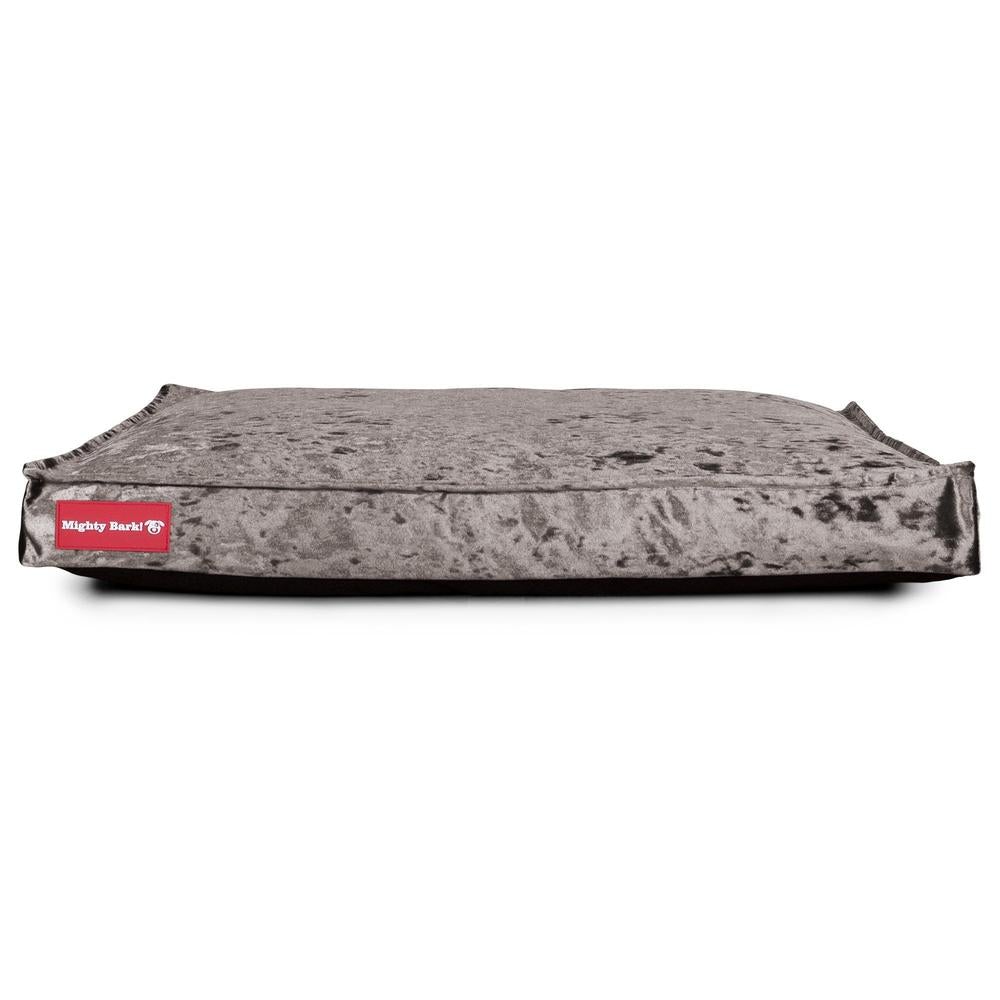 El Colchon Por Mighty-Bark - Ortopédica Rectangular Colchon Para Perros, Cama Pero, Pequeña, Grande - Terciopelo Retro Plata