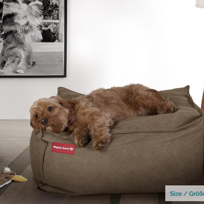 "El Gigante Por Mighty-Bark" - Cama Para Perros Grandes, Cama Pero, Pequeña, Grande, XXL - Vaquero Desgastado Tierra