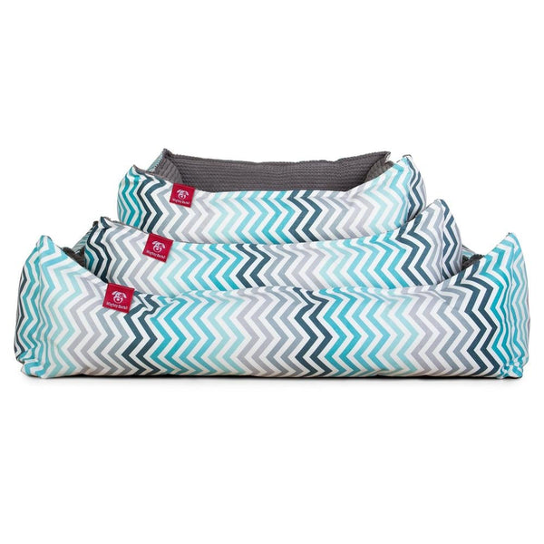 "El Nido Por Mighty-Bark" - Ortopédica Cama Para Perros, Cama Pero, Pequeña, Grande - Estampado Geométrico Chevron Turquesa