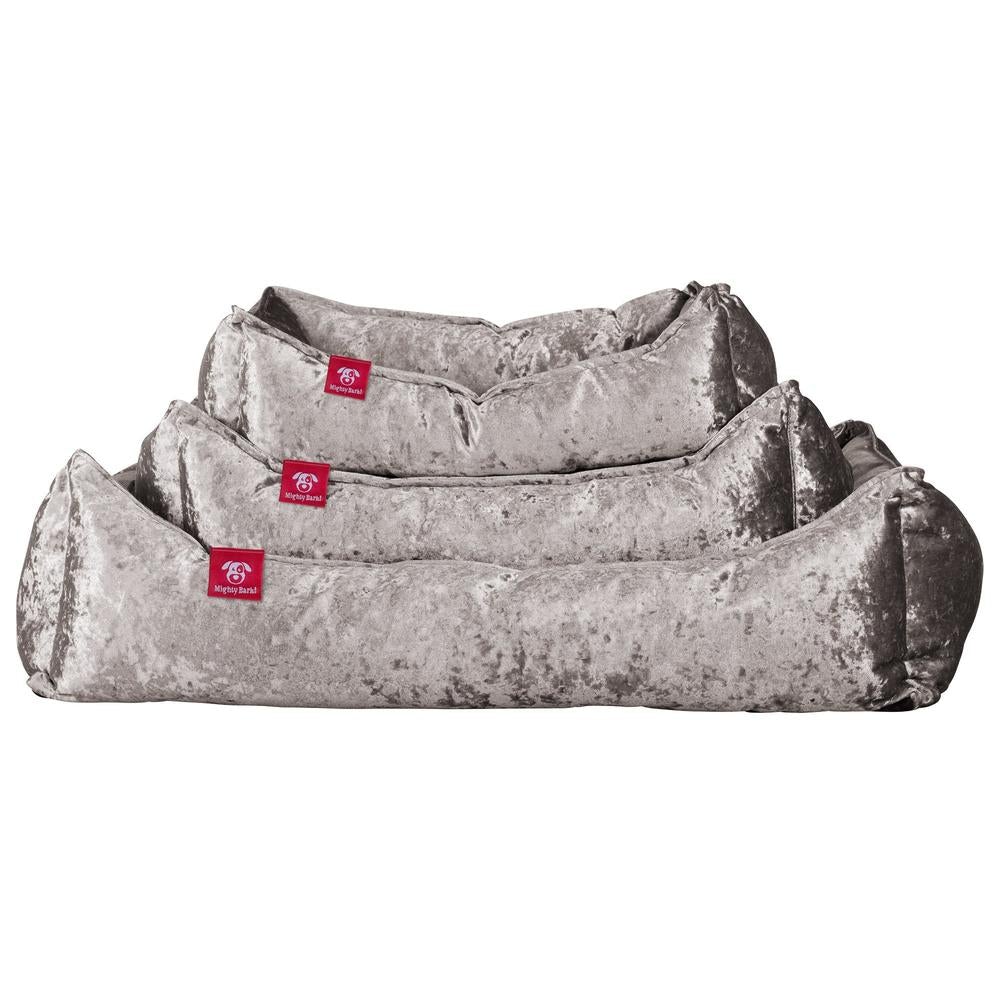 "El Nido Por Mighty-Bark" - Ortopédica Cama Para Perros, Cama Pero, Pequeña, Medio, Grande - Terciopelo Retro Plata