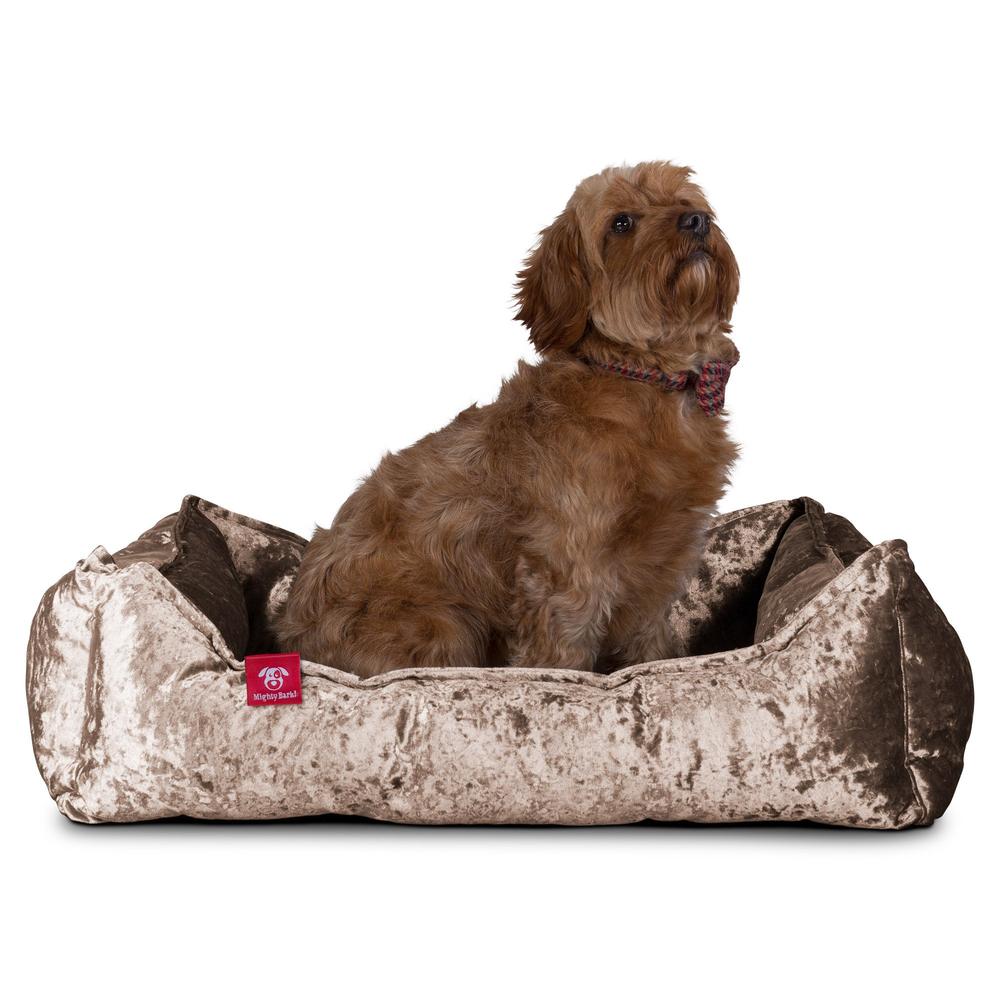 "El Nido Por Mighty-Bark" - Ortopédica Cama Para Perros, Cama Pero, Pequeña, Medio, Grande - Terciopelo Retro Trufa