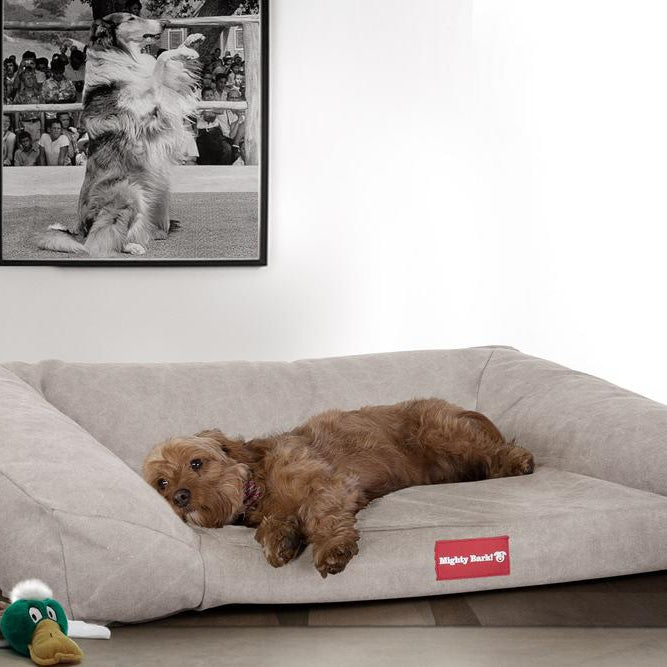 "El Sofá Por Mighty-Bark" - Ortopédica Sofá Para Perros, Cama Pero, Pequeña, Medio, Grande - Vaquero Desgastado Gris