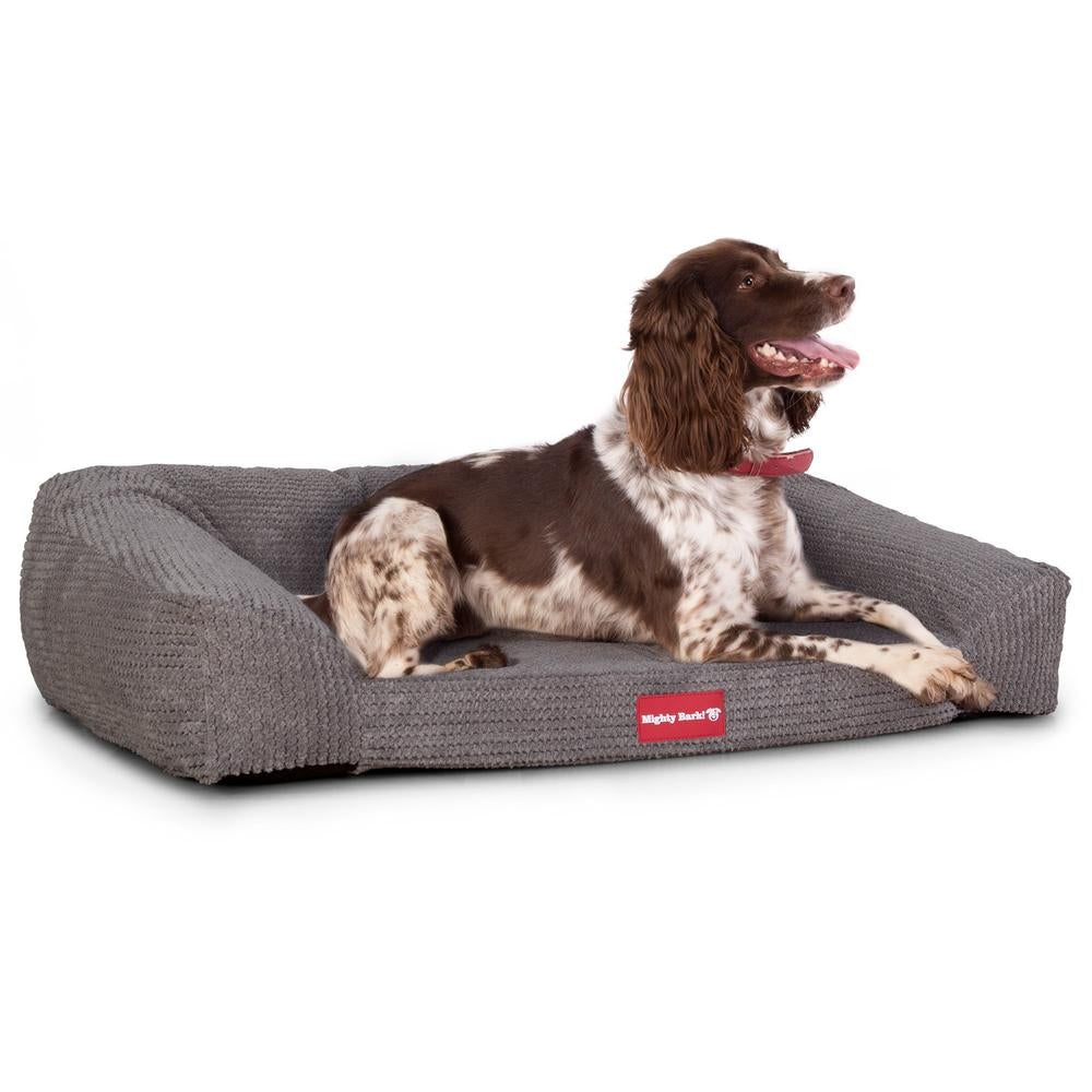 "El Sofá Por Mighty-Bark" - Ortopédica Sofá Para Perros, Cama Pero, Pequeña, Medio, Grande - Pompón Carbón Gris