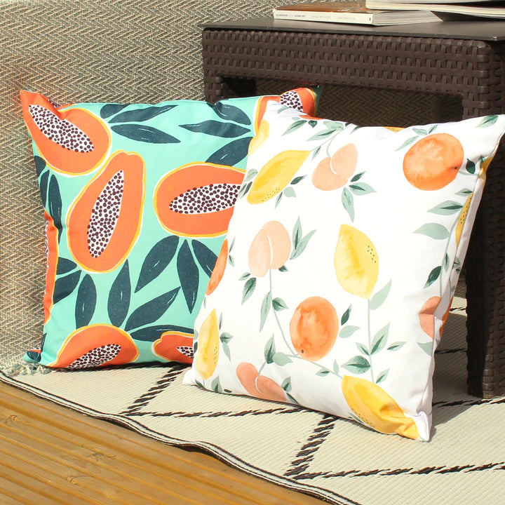 Fundas de Cojín Exterior 43 x 43cm - Estampado de Frutas Blanco 04