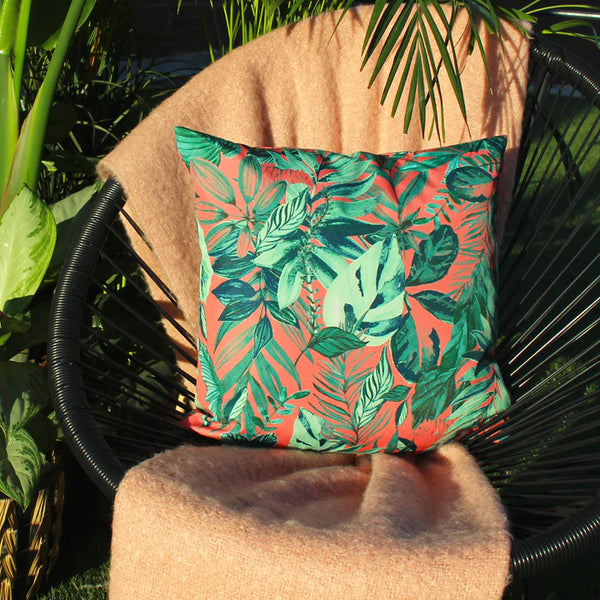 Fundas de Cojín Exterior 43 x 43cm - Estampado de Hojas de la Jungla Fabric Close-up Image