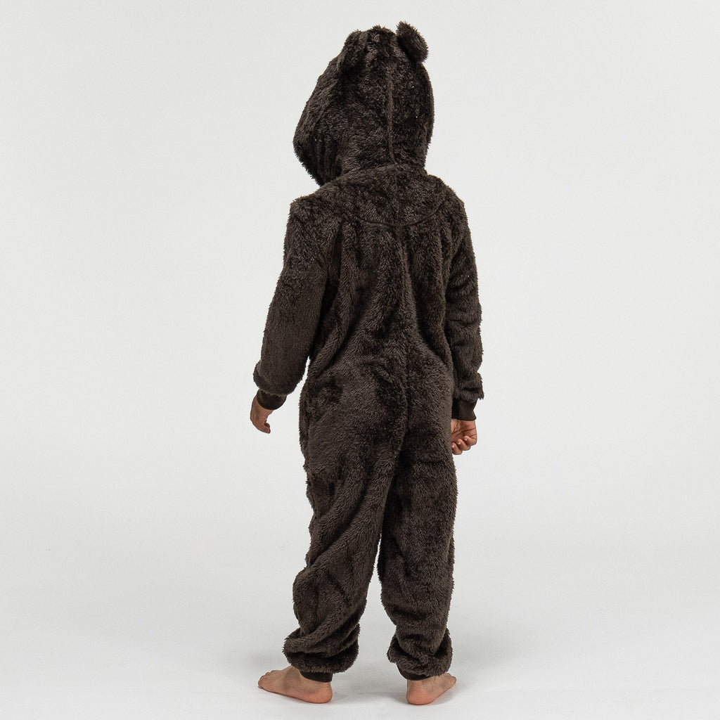 Pijama mono polar diseño con capucha, 5-10 años, Marrón– Big Bertha Original ES