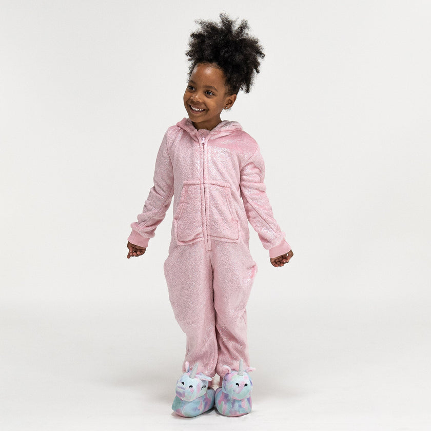 Pijama mono polar Unicornio Infantil, diseño con capucha, 5-10 años, Rosa–  Big Bertha Original ES