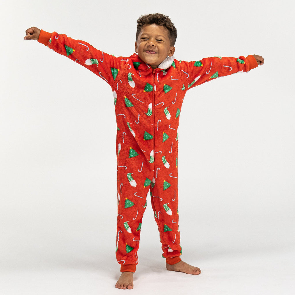 Pijama mono polar Arbol de Navidad Rojo infantil 01