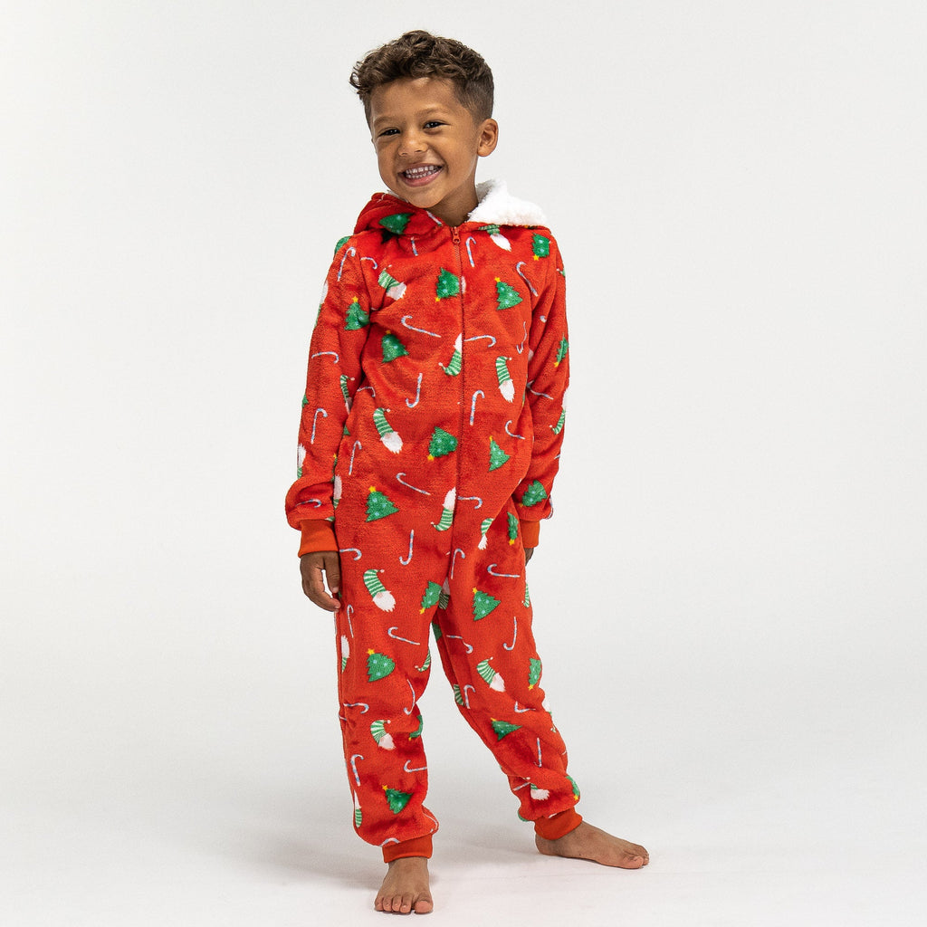 Pijama mono polar Arbol de Navidad Rojo infantil 02