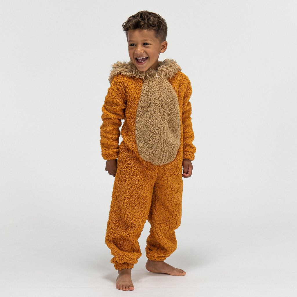 Pijama polar Leon Infantil, diseño con capucha, 5-10 años, Naranja– Big Bertha ES