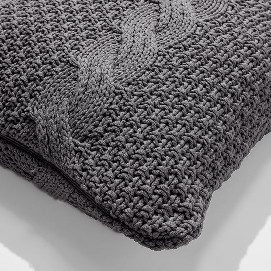 Cojín 47 x 47cm - Algodón 100% Cable Gris 02