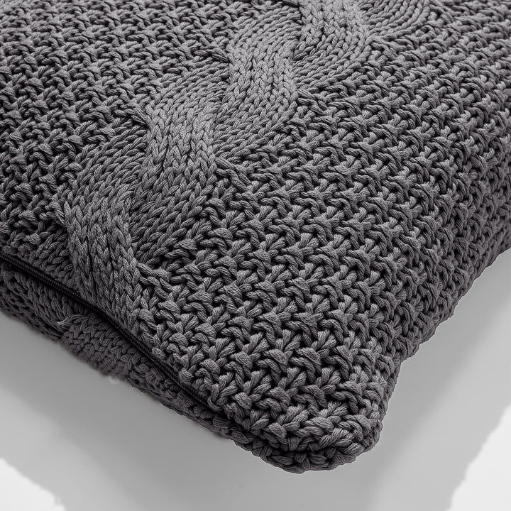 Cojín 47 x 47cm - Algodón 100% Cable Gris 02