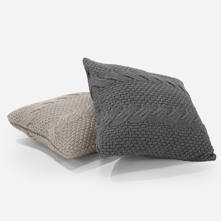 Cojín 47 x 47cm - Algodón 100% Cable Gris 03