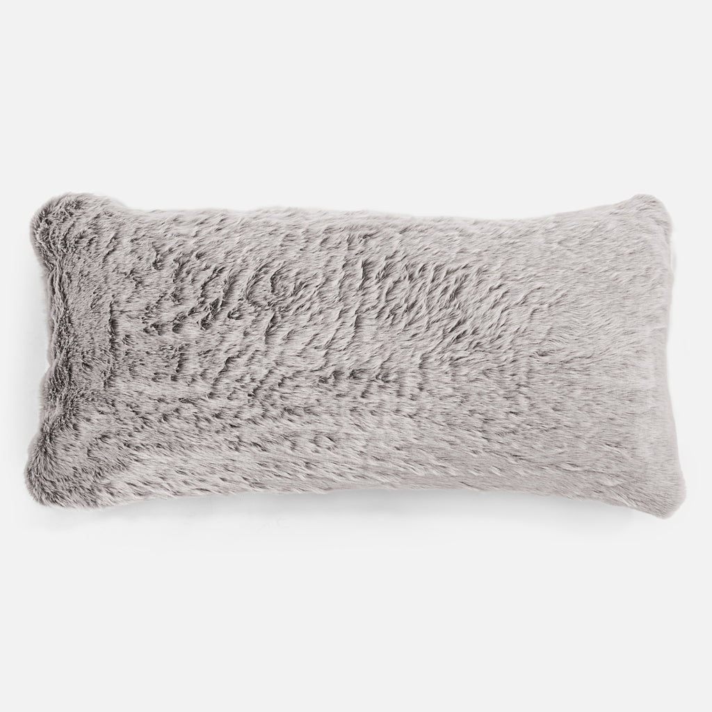 CloudSac 50 Almohada Gigante Viscoelástica 40 x 80cm - Piel de Conejo Sintética Gris Claro 
