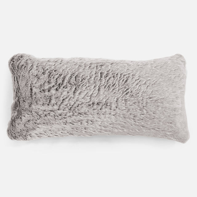 CloudSac 50 Almohada Gigante Viscoelástica 40 x 80cm - Piel de Conejo Sintética Gris Claro 