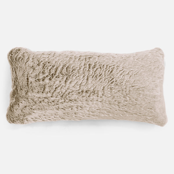 CloudSac 50 Almohada Gigante Viscoelástica 40 x 80cm - Piel de Conejo Sintética Marrón Dorado