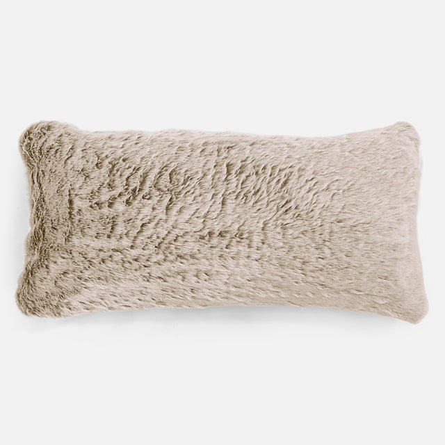 CloudSac 50 Almohada Gigante Viscoelástica 40 x 80cm - Piel de Conejo Sintética Marrón Dorado