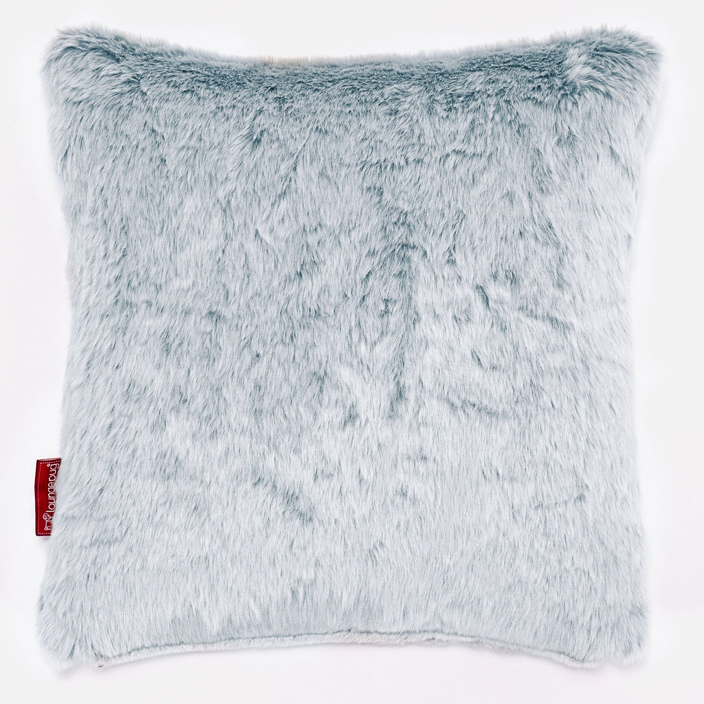 Cojín 47 x 47cm - Piel de Conejo Sintética Azul Empolvado 01