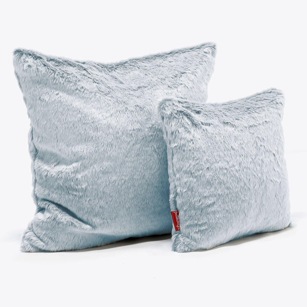Cojín 47 x 47cm - Piel de Conejo Sintética Azul Empolvado 02