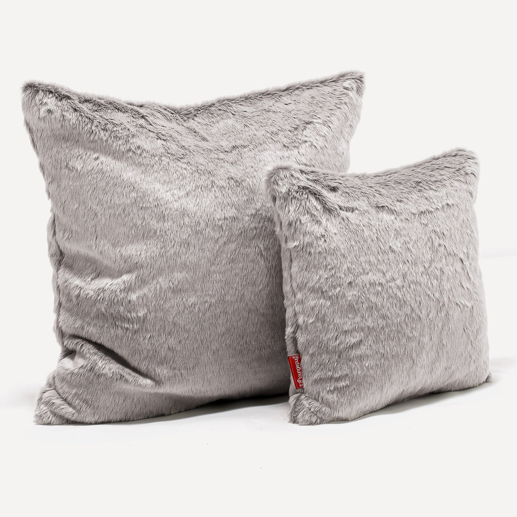 Cojín 47 x 47cm - Piel de Conejo Sintética Gris Claro 02