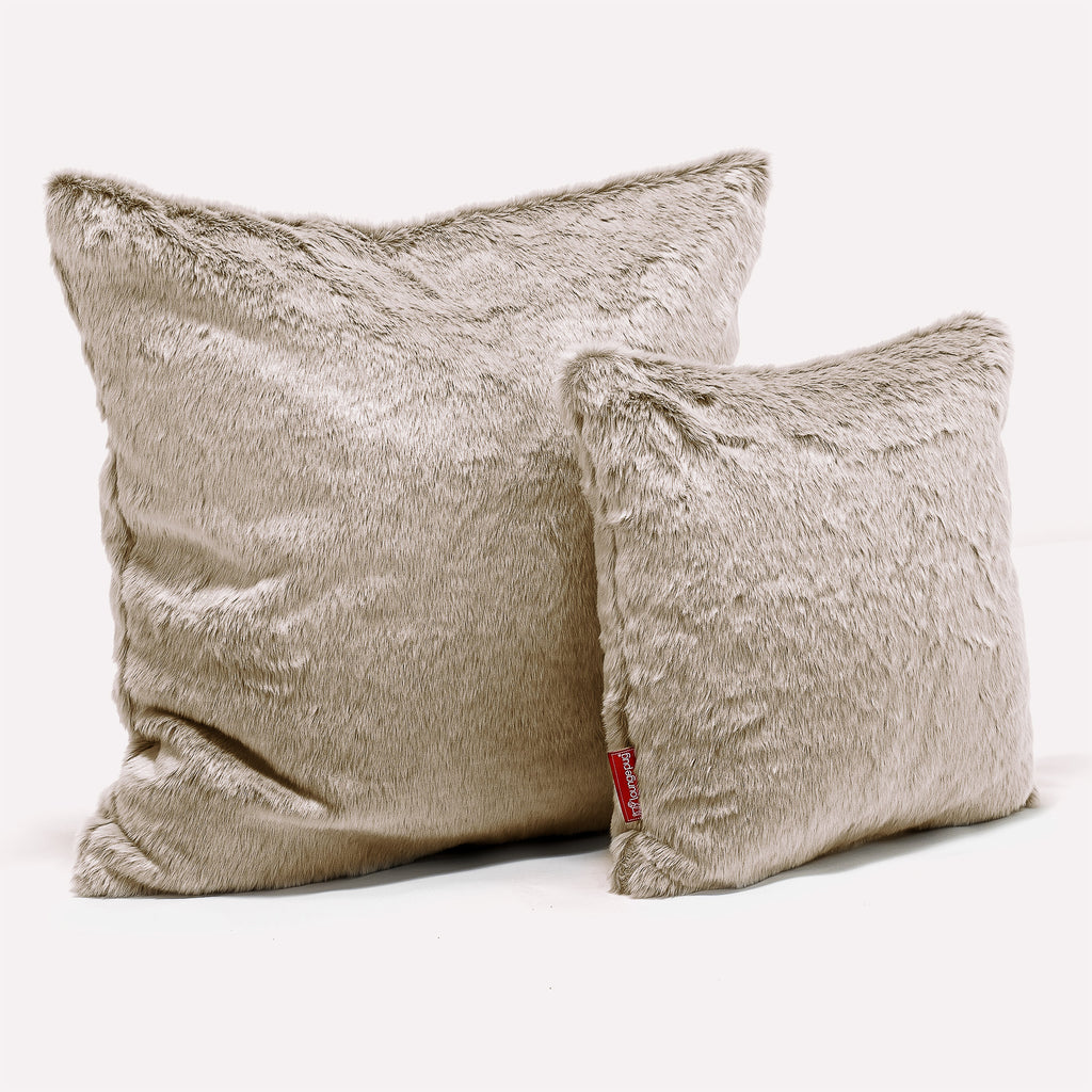 Cojín 47 x 47cm - Piel de Conejo Sintética Marrón Dorado 02