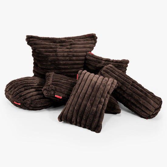 Fundas de Cojín Cilíndrico 20 x 55cm - Pana de Felpa Ultra Café 03