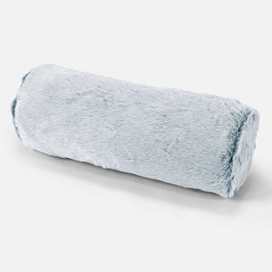 Fundas de Cojín Cilíndrico 20 x 55cm - Piel de Conejo Sintética Azul Empolvado