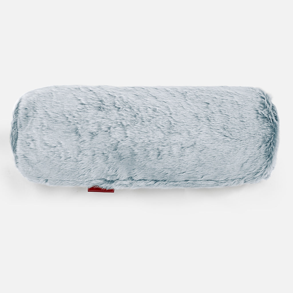 Cojín Cilíndrico 20 x 55cm - Piel de Conejo Sintética Azul Empolvado 02