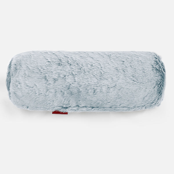 Cojín Cilíndrico 20 x 55cm - Piel de Conejo Sintética Azul Empolvado 01