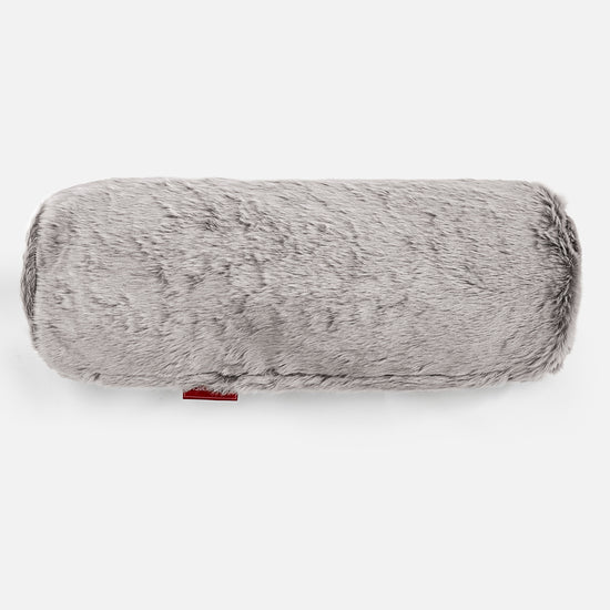 Cojín Cilíndrico 20 x 55cm - Piel de Conejo Sintética Gris Claro 02