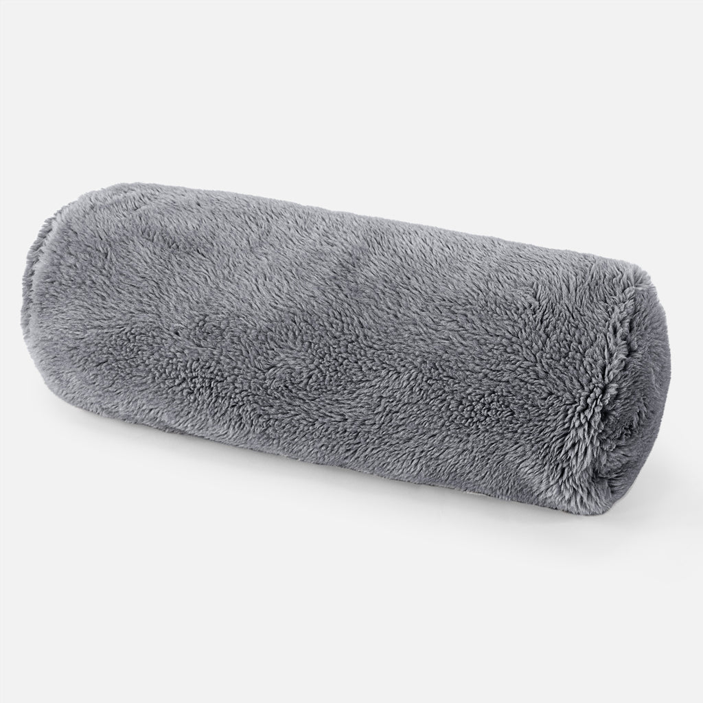 Cojín Cilíndrico 20 x 55cm - Piel de Osito Sintética Gris oscuro 01