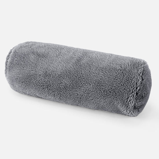 Cojín Cilíndrico 20 x 55cm - Piel de Osito Sintética Gris oscuro 01