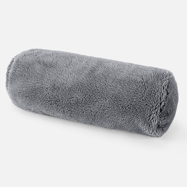 Cojín Cilíndrico 20 x 55cm - Piel de Osito Sintética Gris oscuro 01