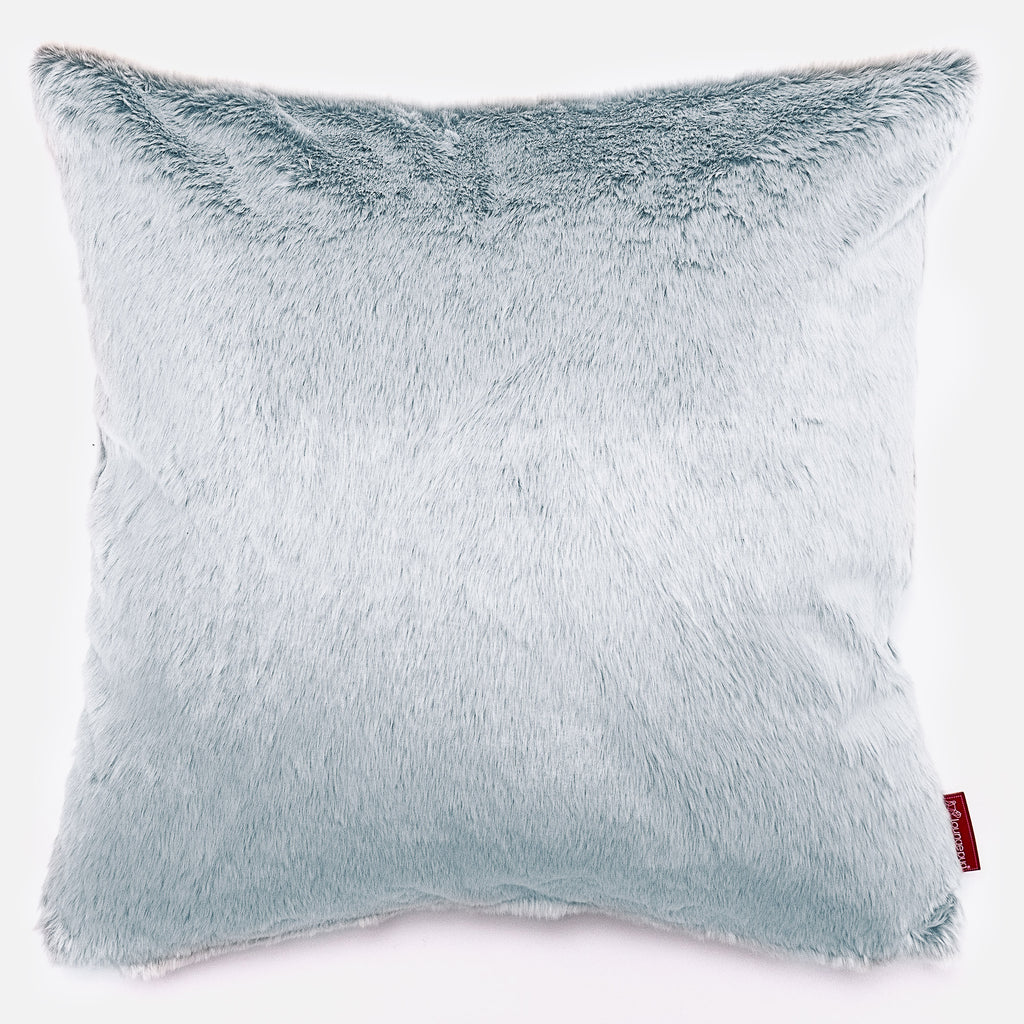 Cojín Extra Grande 70 x 70cm - Piel de Conejo Sintética Azul Empolvado 01