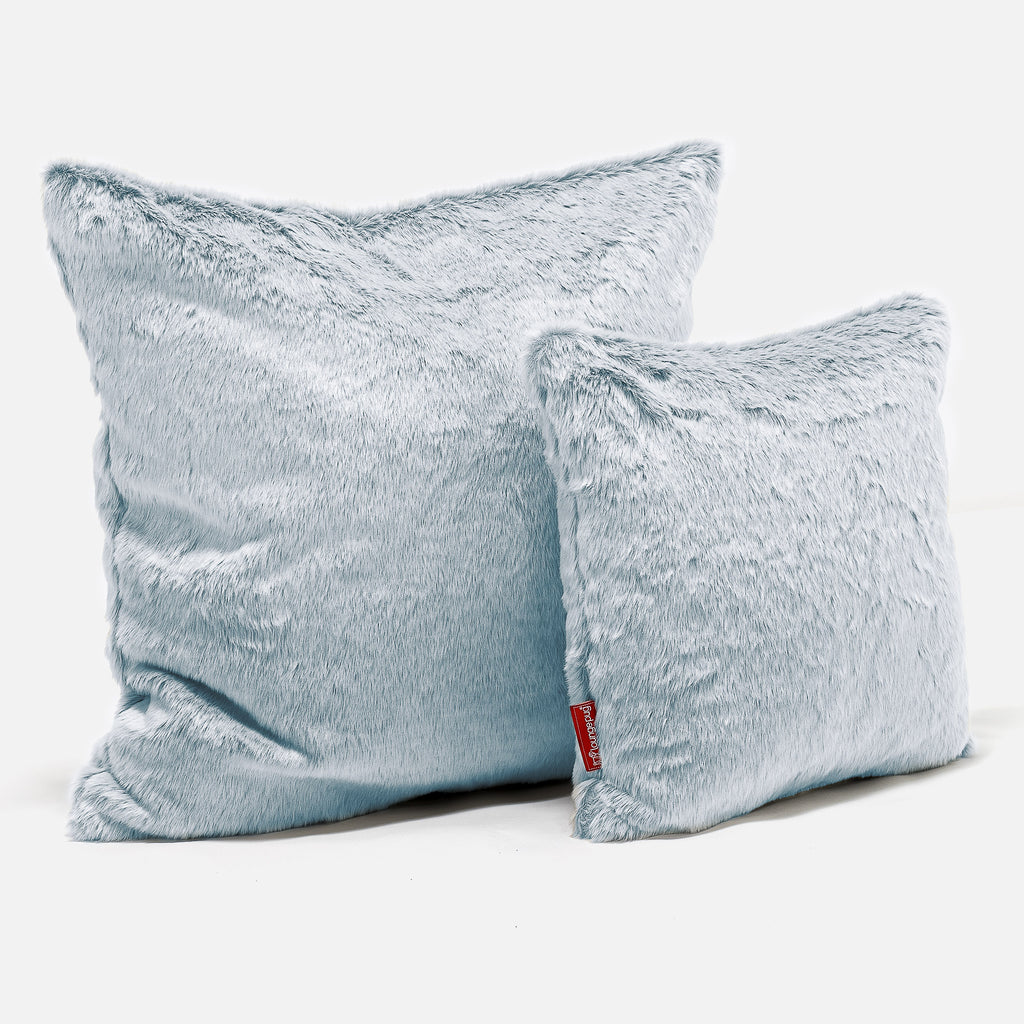 Cojín Extra Grande 70 x 70cm - Piel de Conejo Sintética Azul Empolvado 02