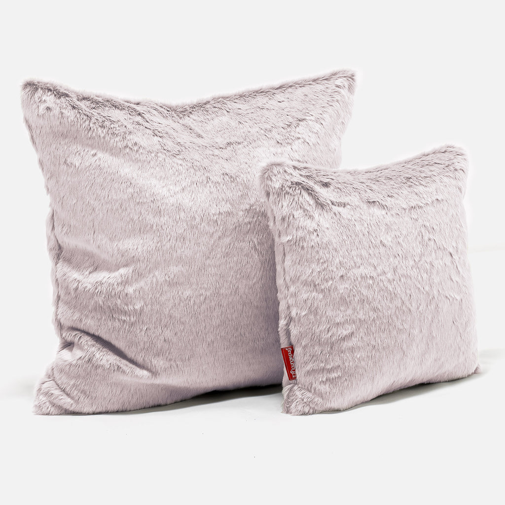 Cojín Extra Grande 70 x 70cm - Piel de Conejo Sintética Rosa Empolvado 02