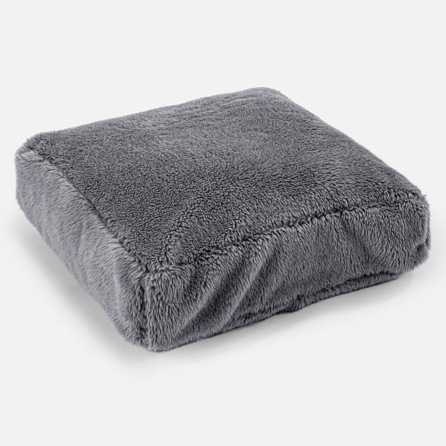 Cojín de Piso Grande - Piel de Osito Sintética Gris oscuro 01