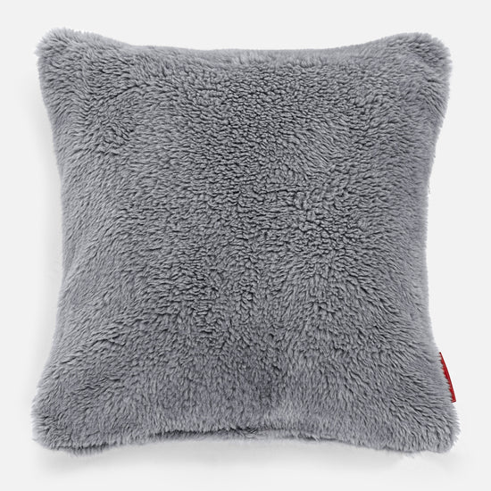 Cojín 47 x 47cm - Piel de Osito Sintética Gris oscuro 01