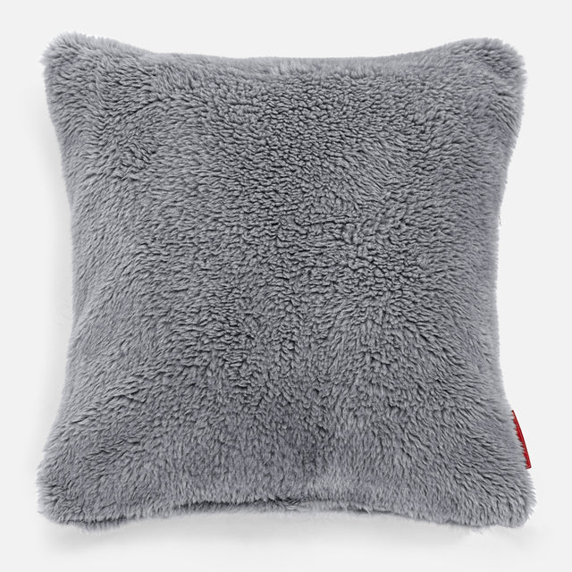 Cojín 47 x 47cm - Piel de Osito Sintética Gris oscuro 01