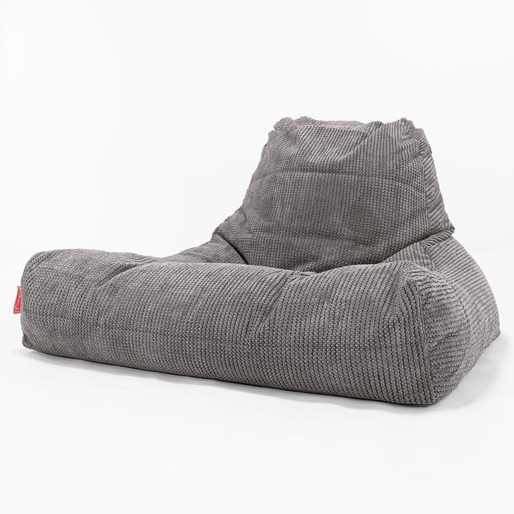 Enorme Puff Pera 'Relajarse' - Pompón Carbón Gris 01