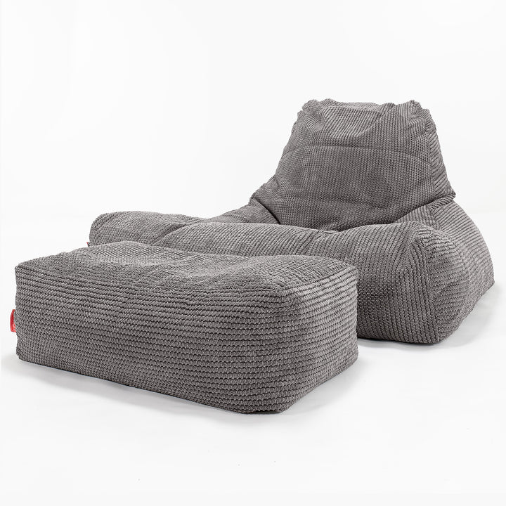 Enorme Puff Pera 'Relajarse' - Pompón Carbón Gris 02