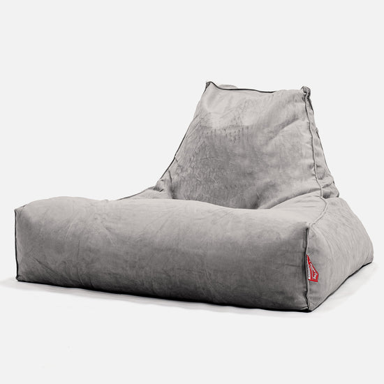 Enorme Puff Pera 'Relajarse' - Terciopelo Plata 01