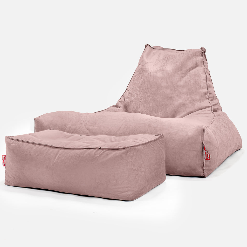 Enorme Puff Pera 'Relajarse' - Terciopelo Rosa 02