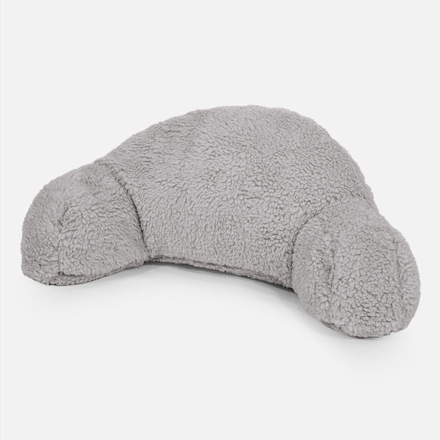 Almohada de Lectura para Niños de Alto Soporte - Piel de Osito Sintética Gris Medio 01