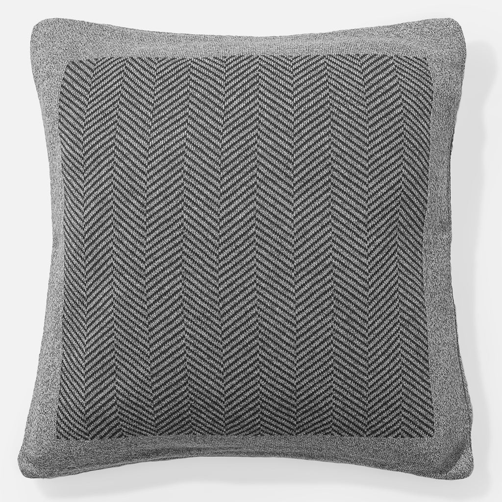 Cojín 47 x 47cm - Algodón 100% Tejido de Espiga Patrón Gris 01