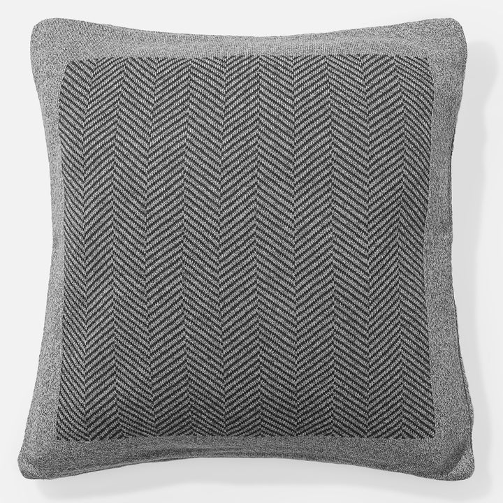 Cojín 47 x 47cm - Algodón 100% Tejido de Espiga Patrón Gris 01