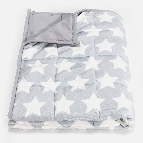 Manta de Peso para Niños - Manta de Franela Estrellas Gris 01