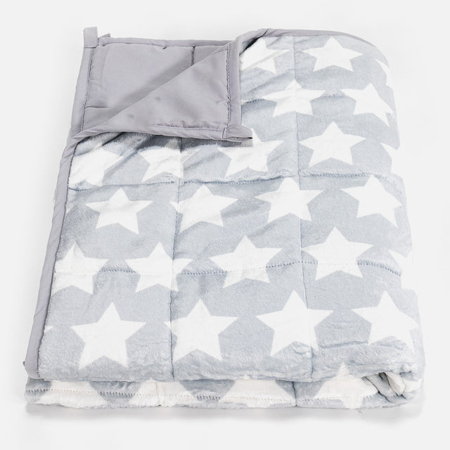Manta de Peso para Niños - Manta de Franela Estrellas Gris 01